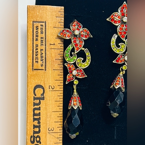 Heidi Daus 🆕 Floral Garden 3” long earrings, omega for pierced ears - Picture 3 of 4